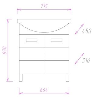 Напольная тумба под раковину Onika Балтика 107026 70см белый